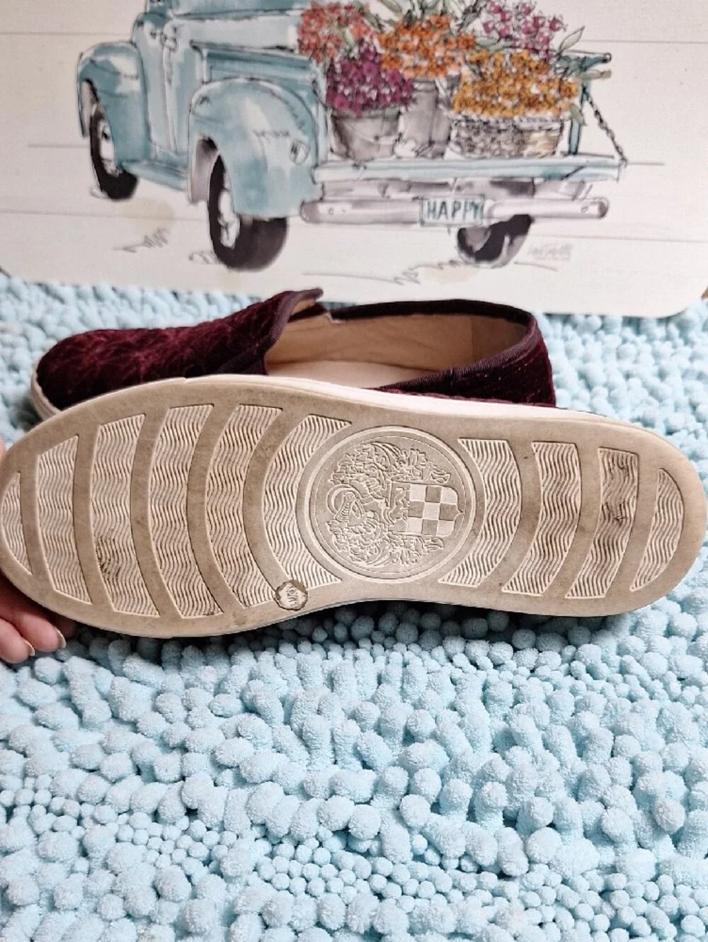 Vince Camuto Quilted Slip-On Sneaker in Burgundy and White